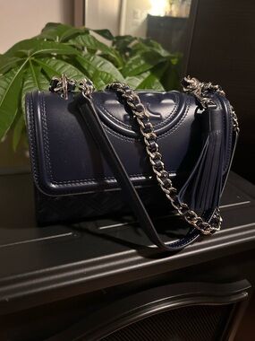 TORY BURCH ROYAL NAVY BLUE SMALL FLEMING CONVERTIBLE SHOULDER BAG $575 NWT